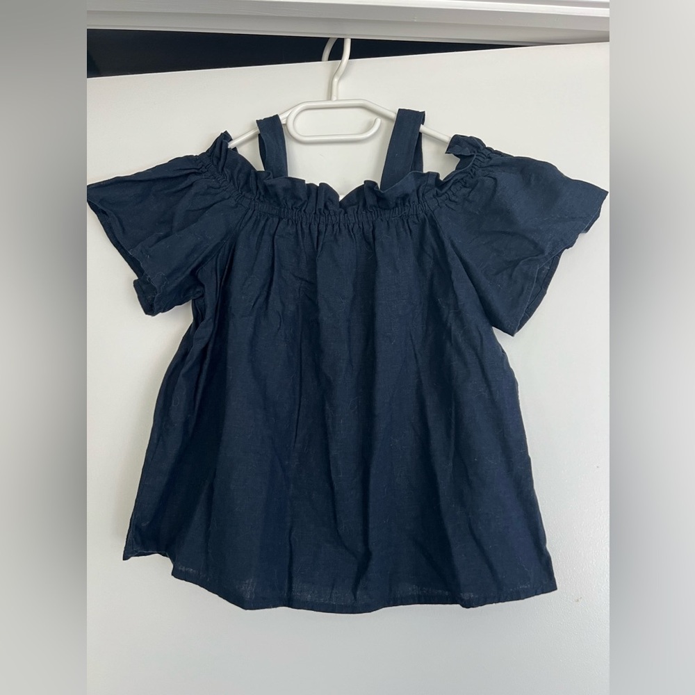 Elegant Navy Linen-Blend Blouse by Joe Fresh - S